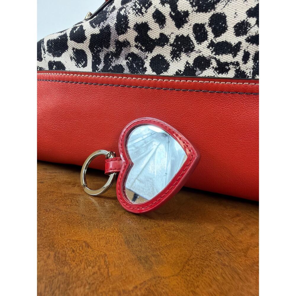 Coach Rory 19988 Leopard Print Handbag Red Leather Trim Clutch Wristlet Bundle - Picture 16 of 16